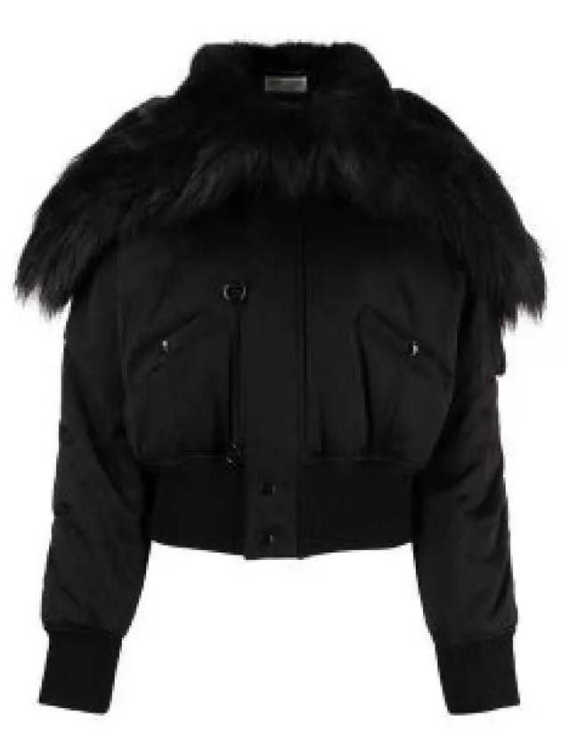 Fake Fur Trim Cropped Bomber Jacket 714653Y287S - SAINT LAURENT - BALAAN 2