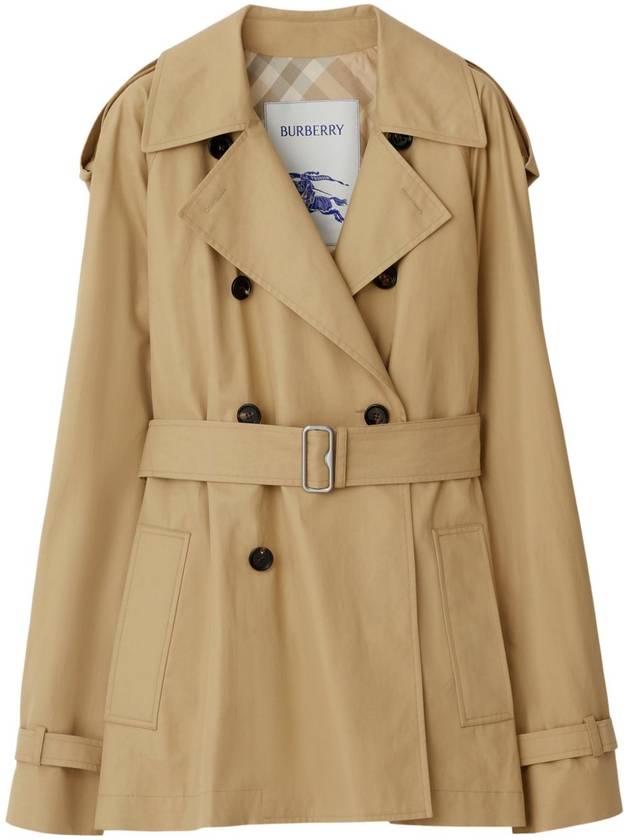 Short Gabardine Trench Coat Beige - BURBERRY - BALAAN 2