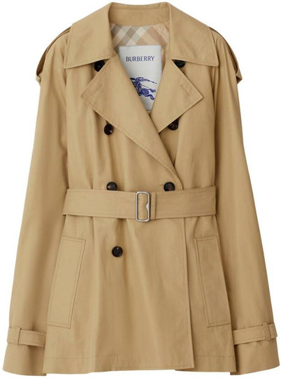 Short Gabardine Trench Coat Beige - BURBERRY - BALAAN 2