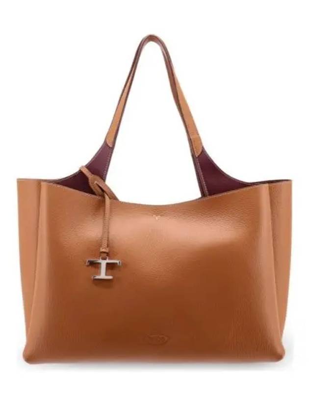 Logo Leather Medium Tote Bag Brown - TOD'S - BALAAN 2