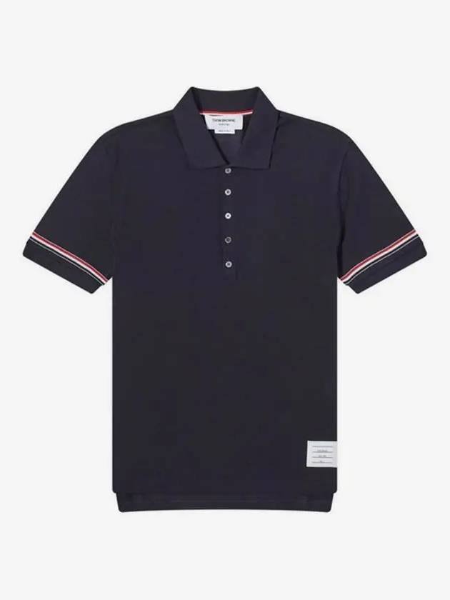 Lightweight Cotton Short Sleeve Polo Shirt Navy - THOM BROWNE - BALAAN 2