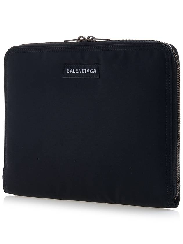 Men's Logo Patch Clutch Bag Black - BALENCIAGA - BALAAN.