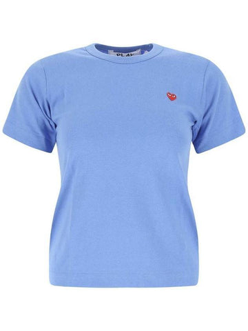 Women's Small Red Waffen Short Sleeve T-Shirt P1 T313 1 Blue - COMME DES GARCONS PLAY - BALAAN 1