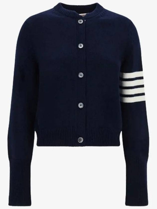 Floral Intarsia Cotton Cardigan Navy - THOM BROWNE - BALAAN 2