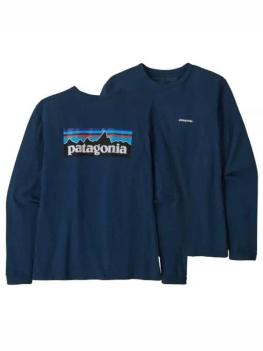 P6 Logo Responsibili Long Sleeve T-Shirt Navy - PATAGONIA - BALAAN 2