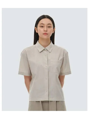 Root Women s Semi Crop Pocket Short Sleeve Shirt Light Beige S24MWRSH61 - SNOW PEAK - BALAAN 1