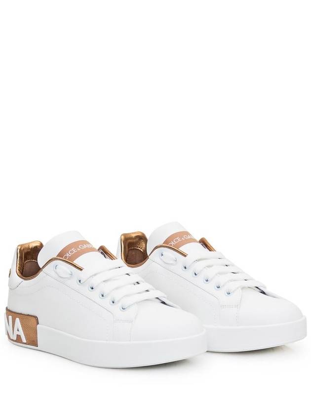 Metallic Logo Low Top Sneakers White - DOLCE&GABBANA - BALAAN 3