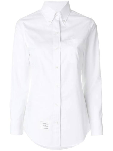 Logo Patch Cotton Shirt White - THOM BROWNE - BALAAN 1