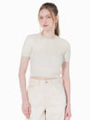 Jeans Premium AOP Cropped Knit Top Ivory - CALVIN KLEIN - BALAAN 2