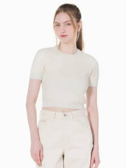 JEANS Women s Ivory Premium AOP Crop Pullover J222972 YBI - CALVIN KLEIN - BALAAN 2