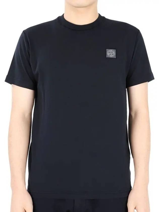 Organic Cotton Short Sleeve T-Shirt Navy - STONE ISLAND - BALAAN 2