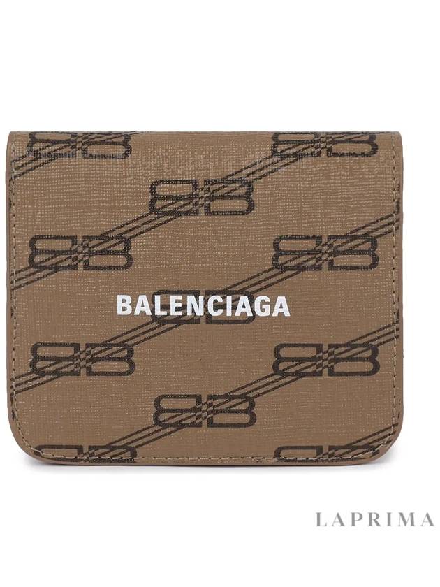 BB Monogram Coin Pocket Flap Half Wallet Brown - BALENCIAGA - BALAAN 9