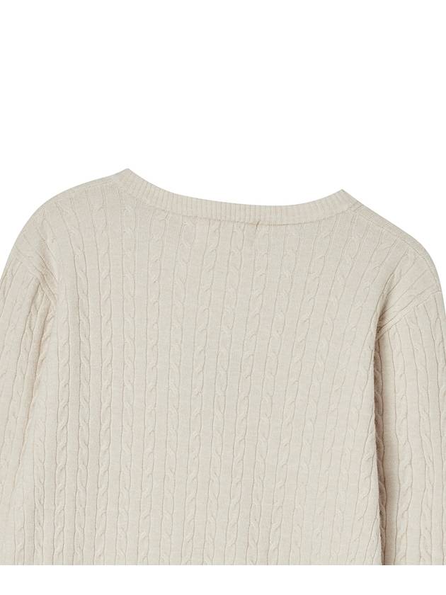 V neck cable knit pullover Oatmeal - THE GREEN LAB - BALAAN 4