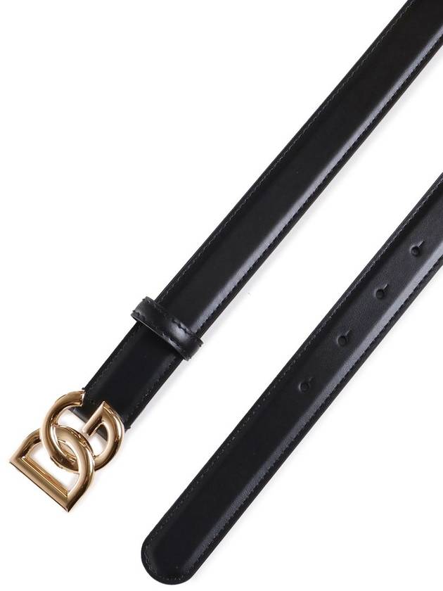 Women's Gold DG Logo Leather Belt Black - DOLCE&GABBANA - BALAAN 10