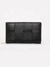 Intrecciato Zipper Around Long Wallet Black - BOTTEGA VENETA - BALAAN 4