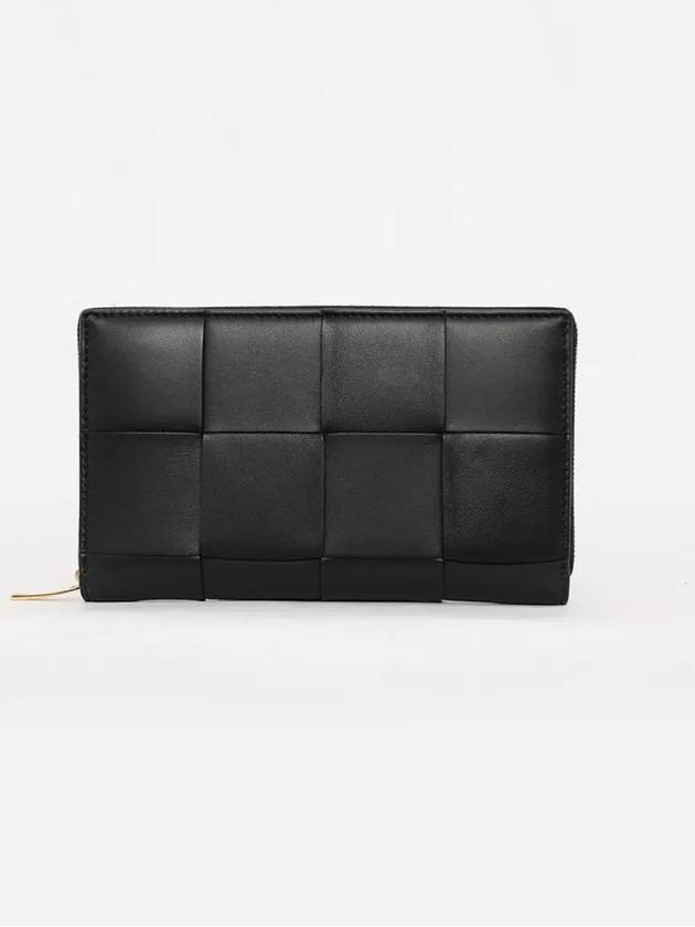 Intrecciato Zipper Around Long Wallet Black - BOTTEGA VENETA - BALAAN 4