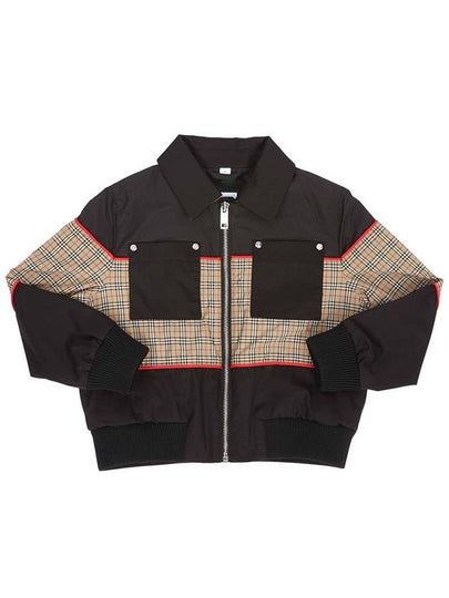 Kids Check Panel Harrington Zip-Up Jacket Black - BURBERRY - BALAAN 2