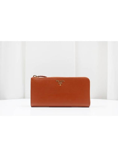 Saffiano Gold Logo Zippy Long Wallet Orange 1M1183 - PRADA - BALAAN 1