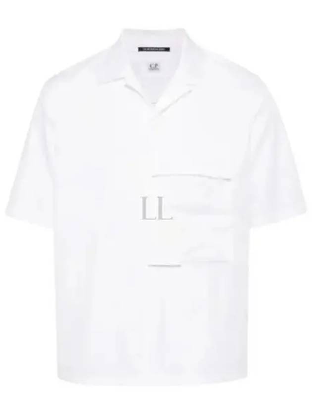 Metropolis Gabardine Short Sleeve Shirt White - CP COMPANY - BALAAN 2