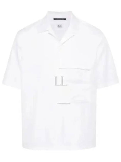 Metropolis Gabardine Short Sleeve Shirt White - CP COMPANY - BALAAN 2