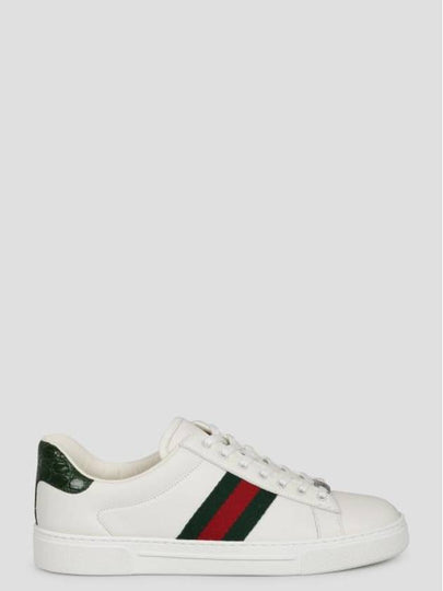 Ace Web Leather Low Top Sneakers White - GUCCI - BALAAN 2