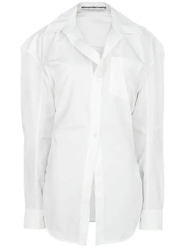 Women's Cut-Out Detail Cotton Shirt White - ALEXANDER WANG - BALAAN 2