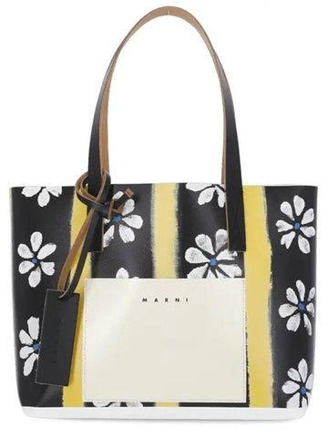 Daisy Rain Print Tote Bag Black - MARNI - BALAAN 1