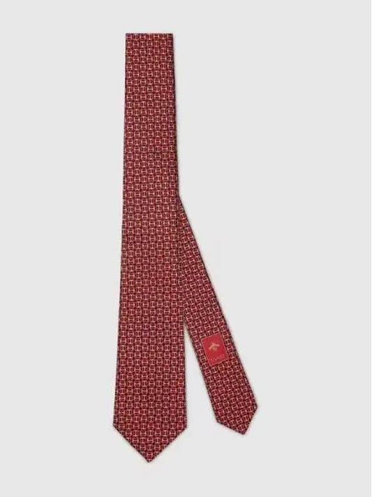 Horsebit Silk Jacquard Tie Black Red - GUCCI - BALAAN 1