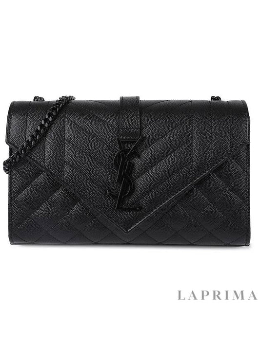 Envelope Mix Matelasse Small Shoulder Bag Black - SAINT LAURENT - BALAAN