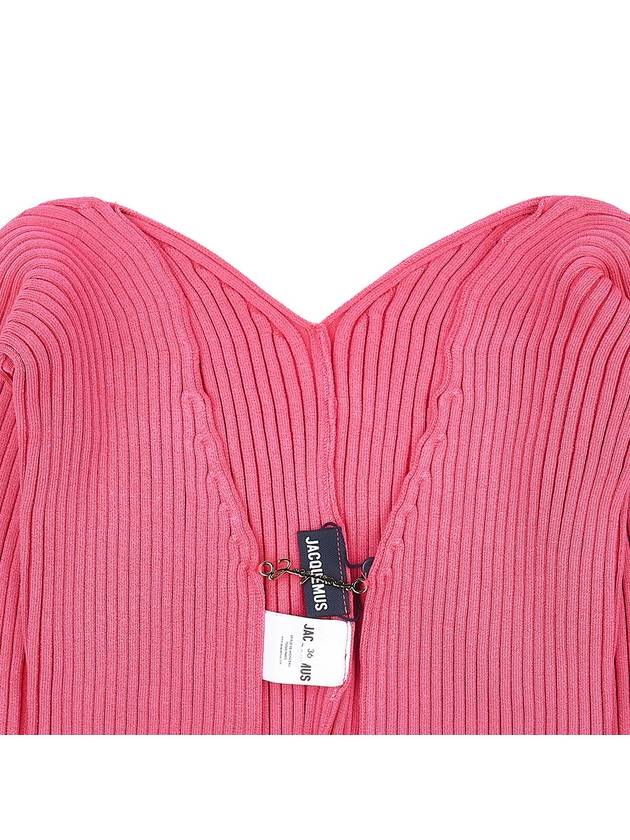 Le Maille Fralu Micro Charm Logo Crop Cardigan Pink - JACQUEMUS - BALAAN.