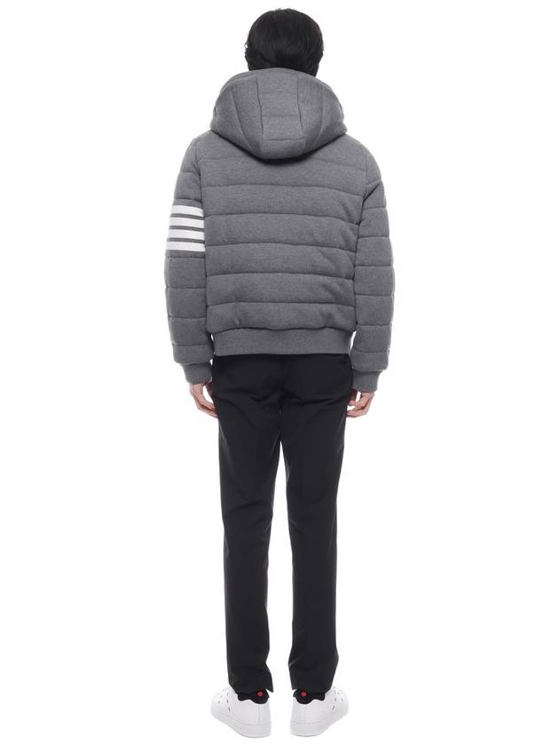 Jersey Stitch Padded 4 Bar Zip-Up Hoodie Grey - THOM BROWNE - BALAAN 6