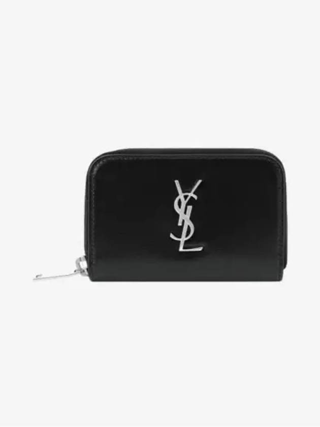 Monogram Zipper Silver Card Wallet Black - SAINT LAURENT - BALAAN 2