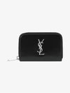 Monogram Zipper Silver Card Wallet Black - SAINT LAURENT - BALAAN 3