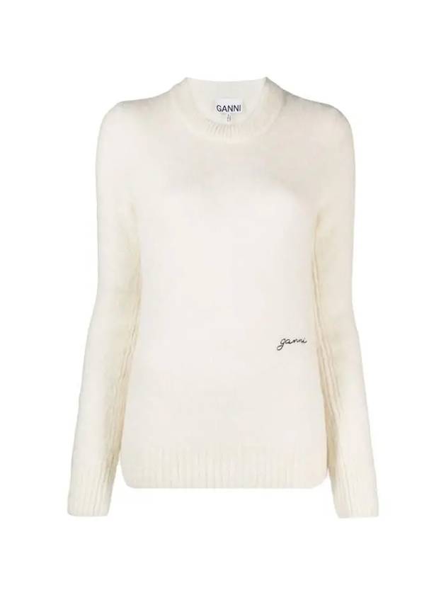 Alpaca Wool Blend Knit Top White - GANNI - BALAAN 1