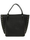 Rockstud Leather Small Tote Bag Black - VALENTINO - BALAAN 4