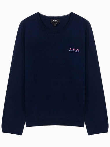 Embroidered Logo Knit Top Navy - A.P.C. - BALAAN 1