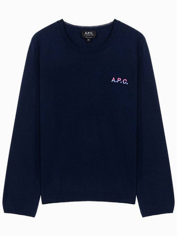 Embroidered Logo Knit Top Navy - A.P.C. - BALAAN 1