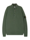 Wappen Patch Half Button Lambswool Knit Top Musk Green - STONE ISLAND - BALAAN 2