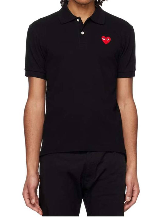 Red Heart Waffen Men's Polo Collar T-Shirt Navy AZ T006 051 2 - COMME DES GARCONS PLAY - BALAAN 2