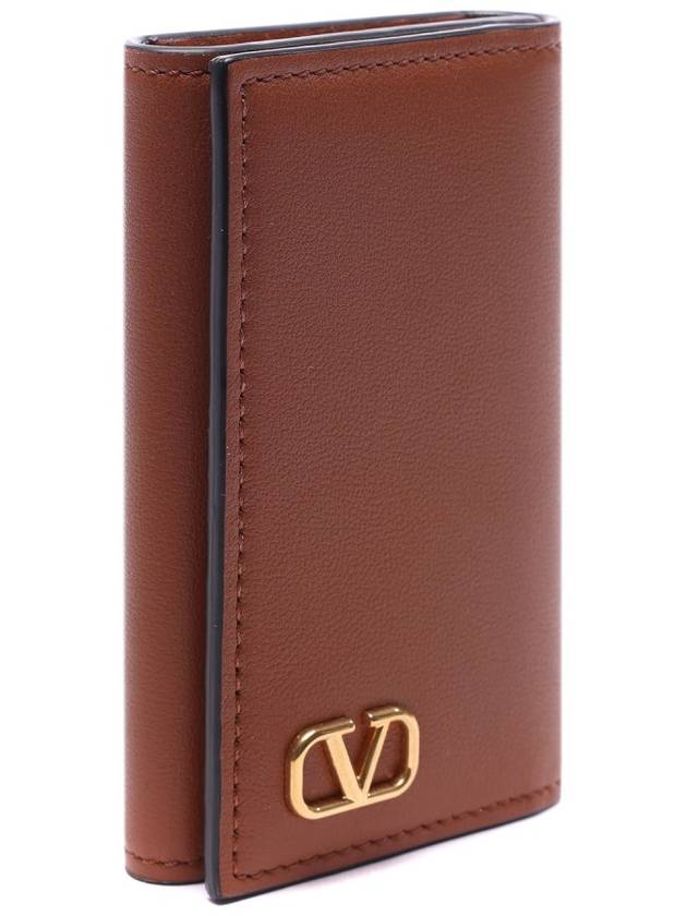 V Logo Signature Key Wallet Brown - VALENTINO - BALAAN 4