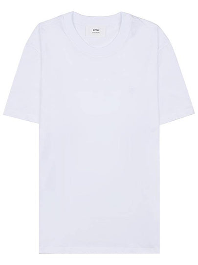 Embroidered Logo Cotton Short Sleeve T-Shirt White - AMI - BALAAN 2