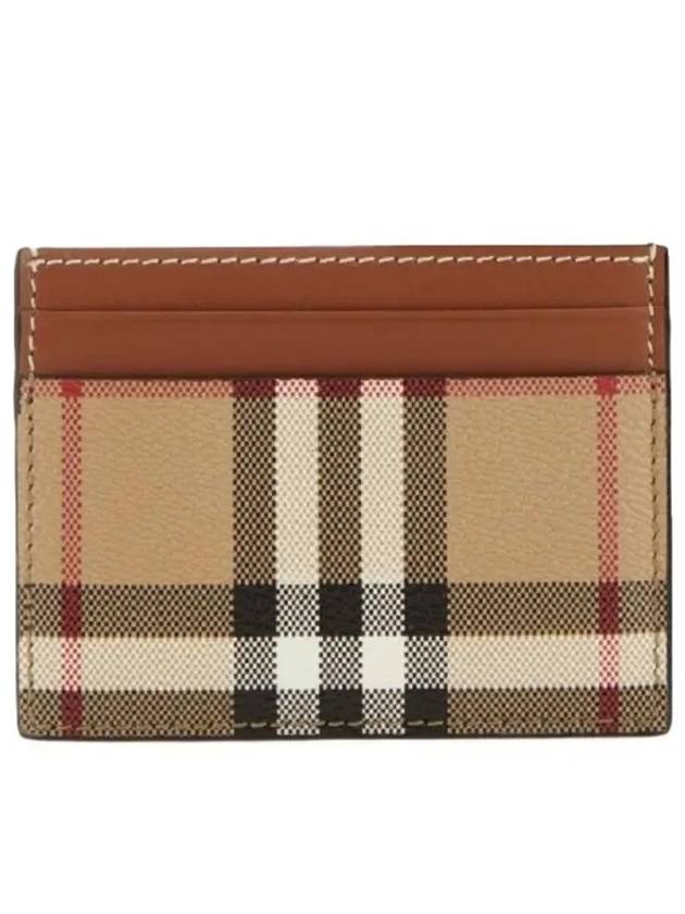 Check Print Leather Card Holder Beige - BURBERRY - BALAAN 3