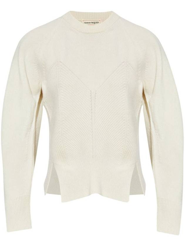 Chevron Pattern Crew Neck Knit Top Cream - ALEXANDER MCQUEEN - BALAAN 2