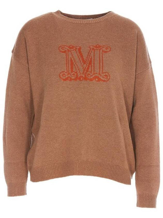 Edo Monogram Cashmere Knit Top Brown - MAX MARA - BALAAN 2