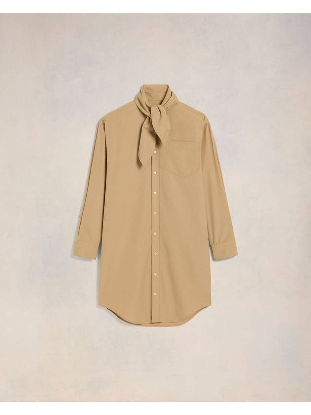 Scarf Collar Shirt Short Dress Sand - AMI - BALAAN 2