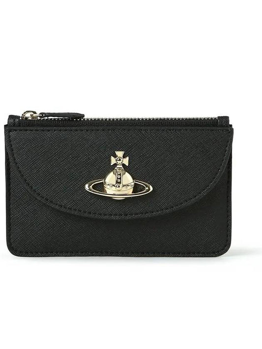 Half Moon Saffiano Card Wallet Black - VIVIENNE WESTWOOD - BALAAN 2