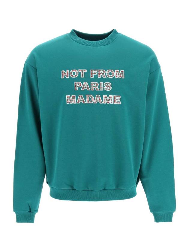 Slogan Crew Neck Sweatshirt Forest Green - DROLE DE MONSIEUR - BALAAN 1