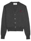 Heart Logo Wool Cardigan Heather Grey - AMI - BALAAN 2