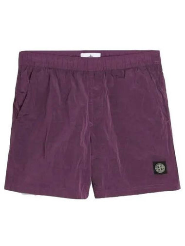 Men's Logo Patch Nylon Swim Shorts Purple - STONE ISLAND - BALAAN 1