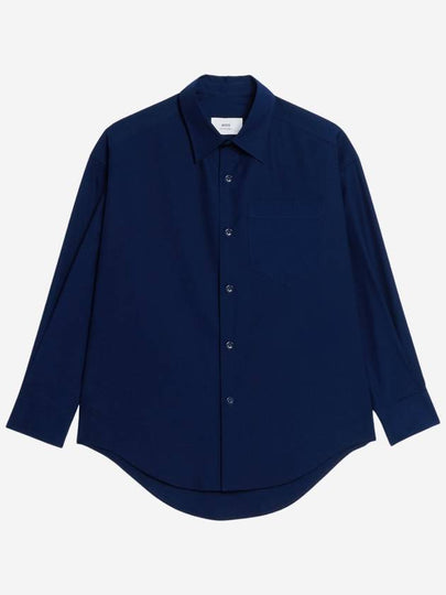 Boxy Fit Long Sleeve Shirt Nautic Blue - AMI - BALAAN 2